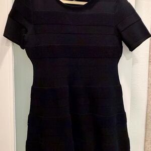 Saks Fifth Avenue Black Short-Sleeve Fit & Flare Mini Dress